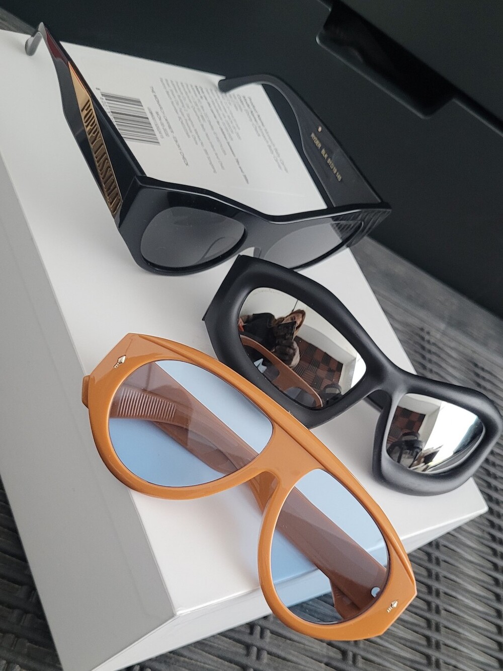 Women's Orange Sunglasses with Blue-Tint Lenses